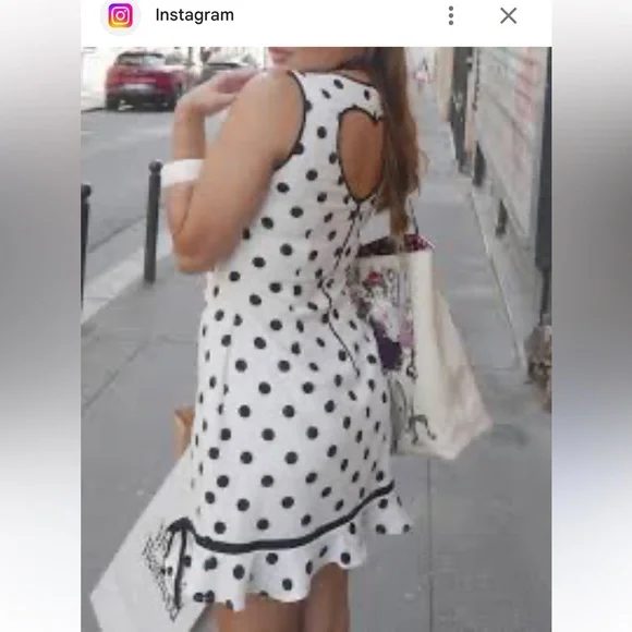 Betsey Johnson Black and White Polka Dot Dress with Heart Cutout Back - Picture 11 of 11